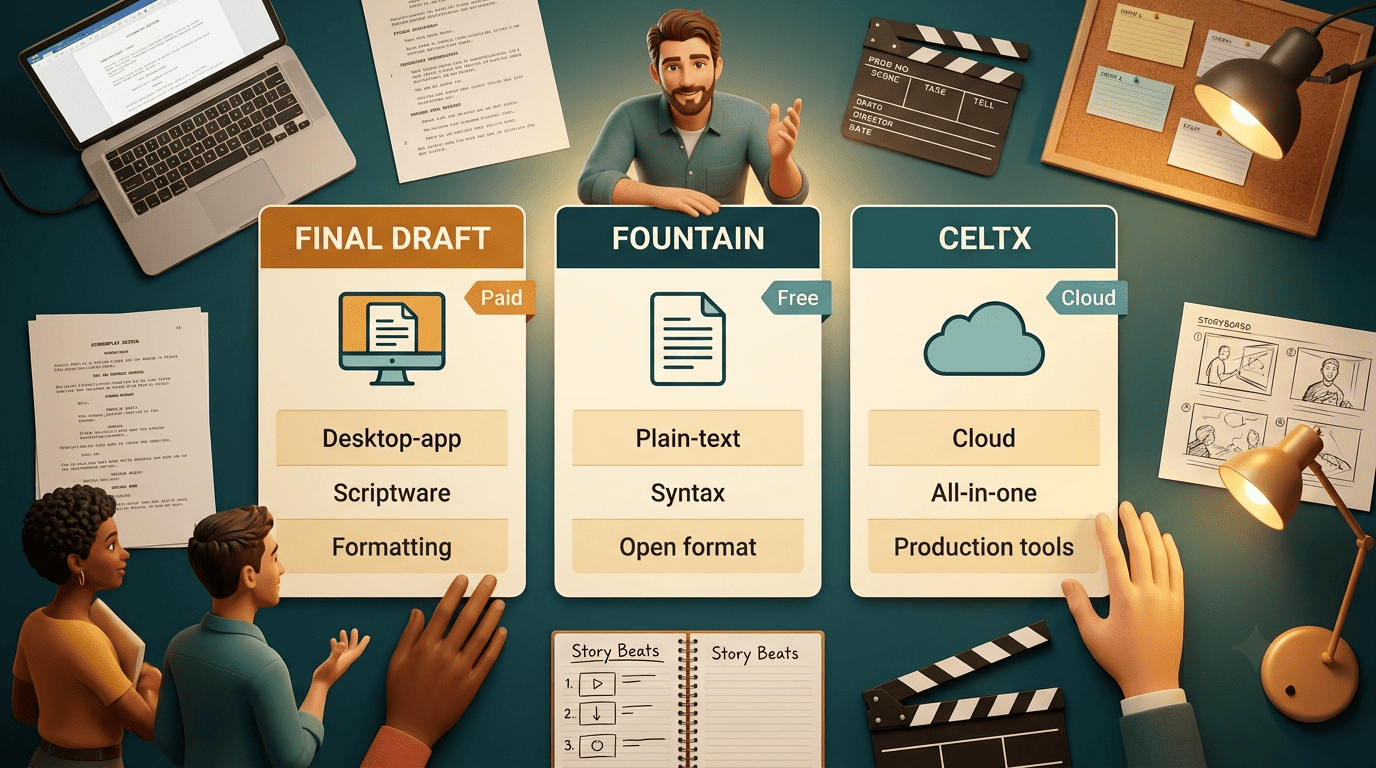 Comparison of Final Draft, Fountain and Celtx screenwriting formats